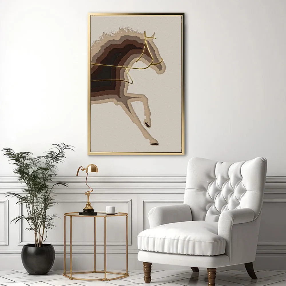 Canvas Wall Art Stretched Over Wooden Frame with Floating Frame and Arabian Horse Painting CV4114