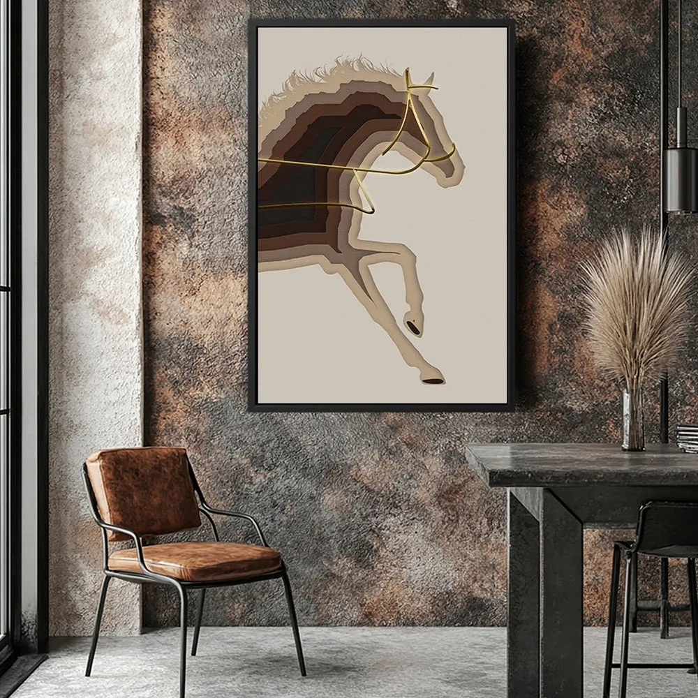 Canvas Wall Art Stretched Over Wooden Frame with Floating Frame and Arabian Horse Painting CV4114