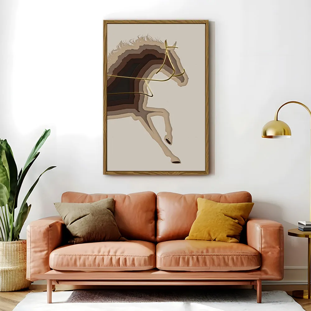 Canvas Wall Art Stretched Over Wooden Frame with Floating Frame and Arabian Horse Painting CV4114