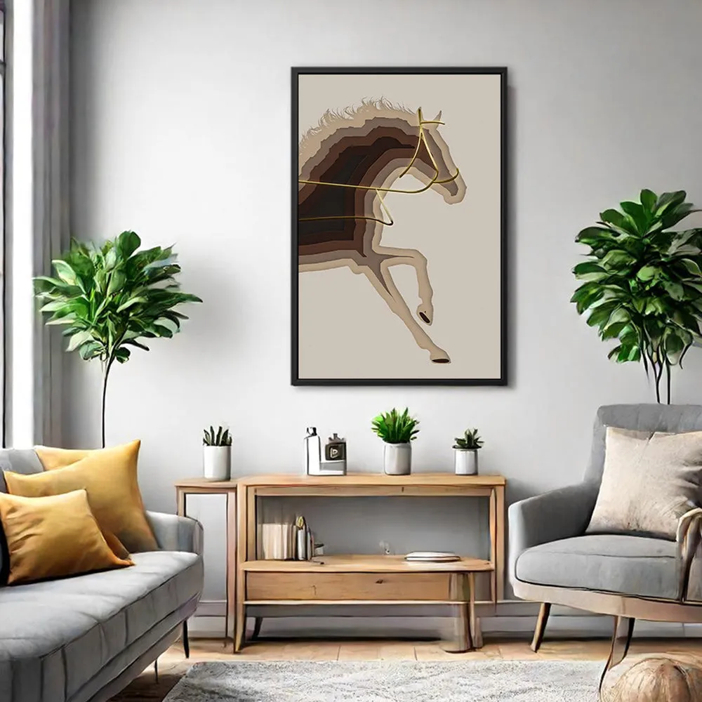Canvas Wall Art Stretched Over Wooden Frame with Floating Frame and Arabian Horse Painting CV4114