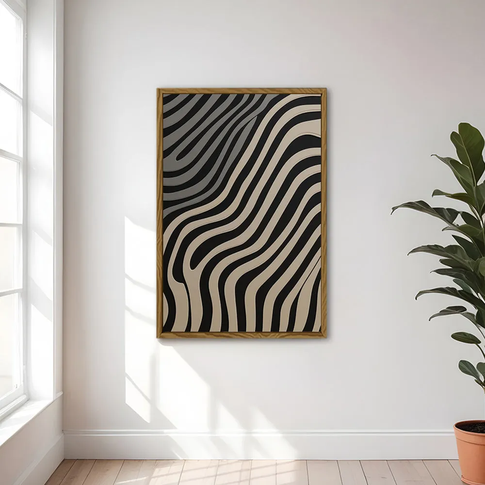Canvas Wall Art Stretched Over Wooden Frame with Floating Frame and Black Lines Painting CV4121