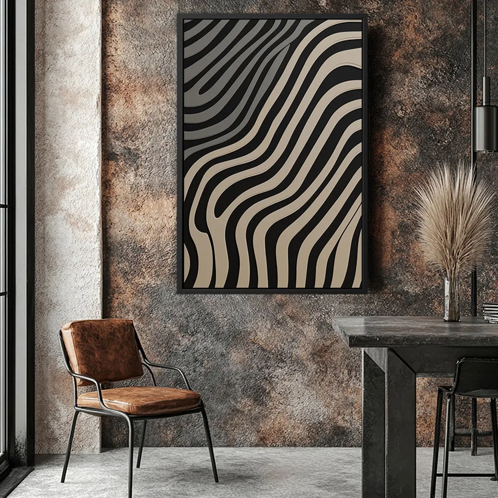 Canvas Wall Art Stretched Over Wooden Frame with Floating Frame and Black Lines Painting CV4121