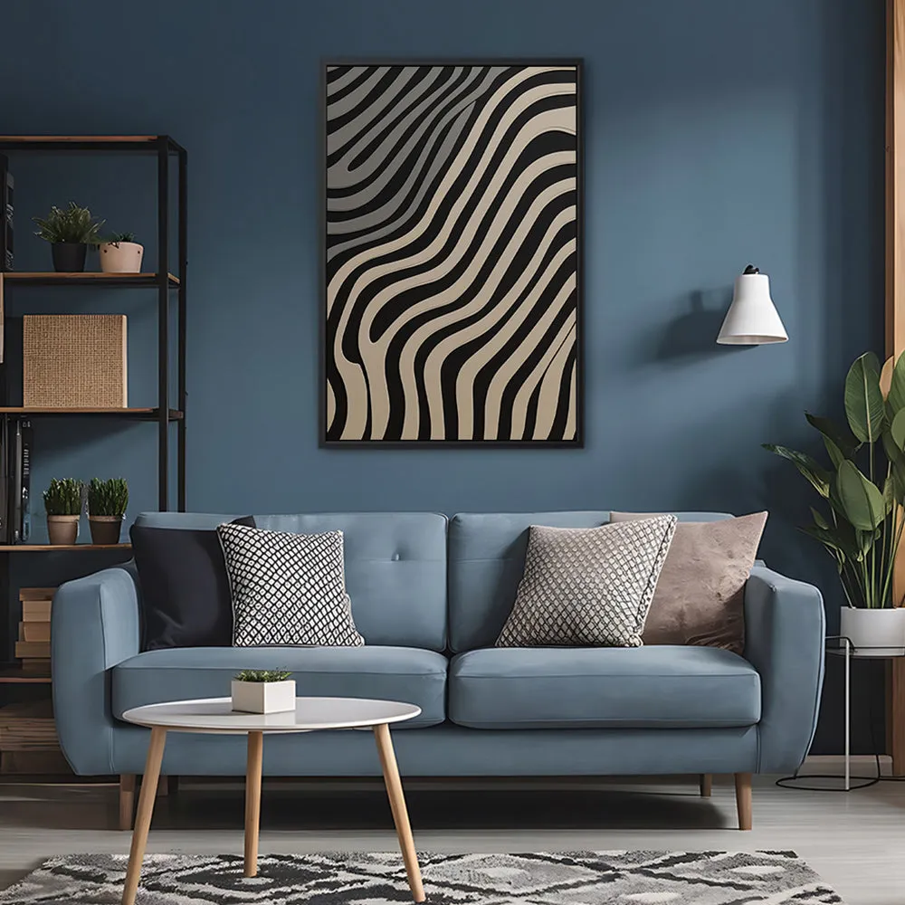 Canvas Wall Art Stretched Over Wooden Frame with Floating Frame and Black Lines Painting CV4121