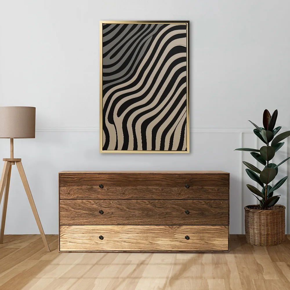 Canvas Wall Art Stretched Over Wooden Frame with Floating Frame and Black Lines Painting CV4121