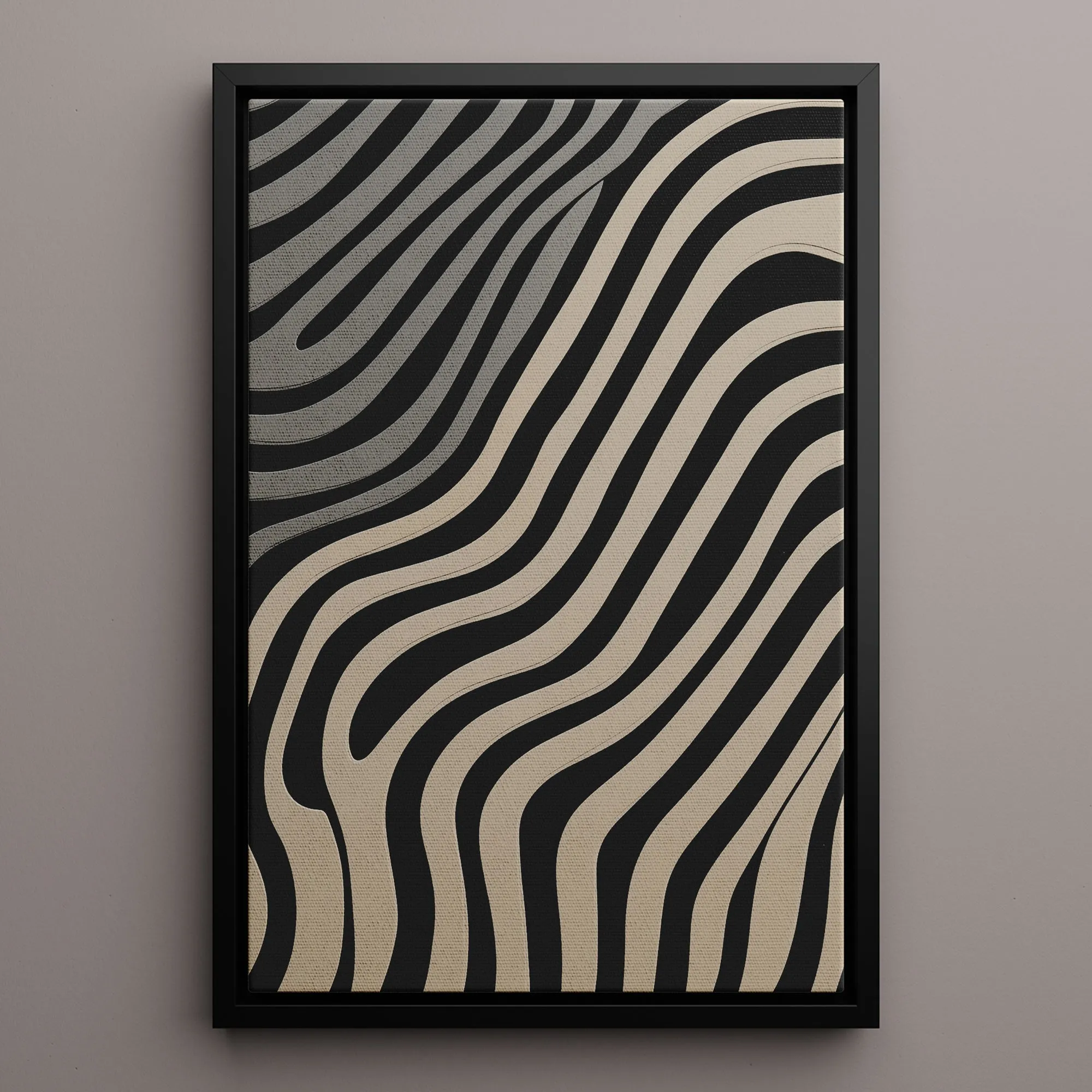 Canvas Wall Art Stretched Over Wooden Frame with Floating Frame and Black Lines Painting CV4121