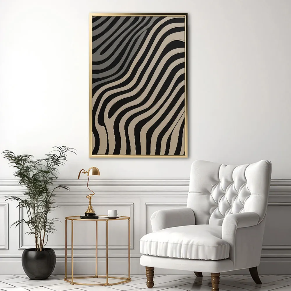 Canvas Wall Art Stretched Over Wooden Frame with Floating Frame and Black Lines Painting CV4121