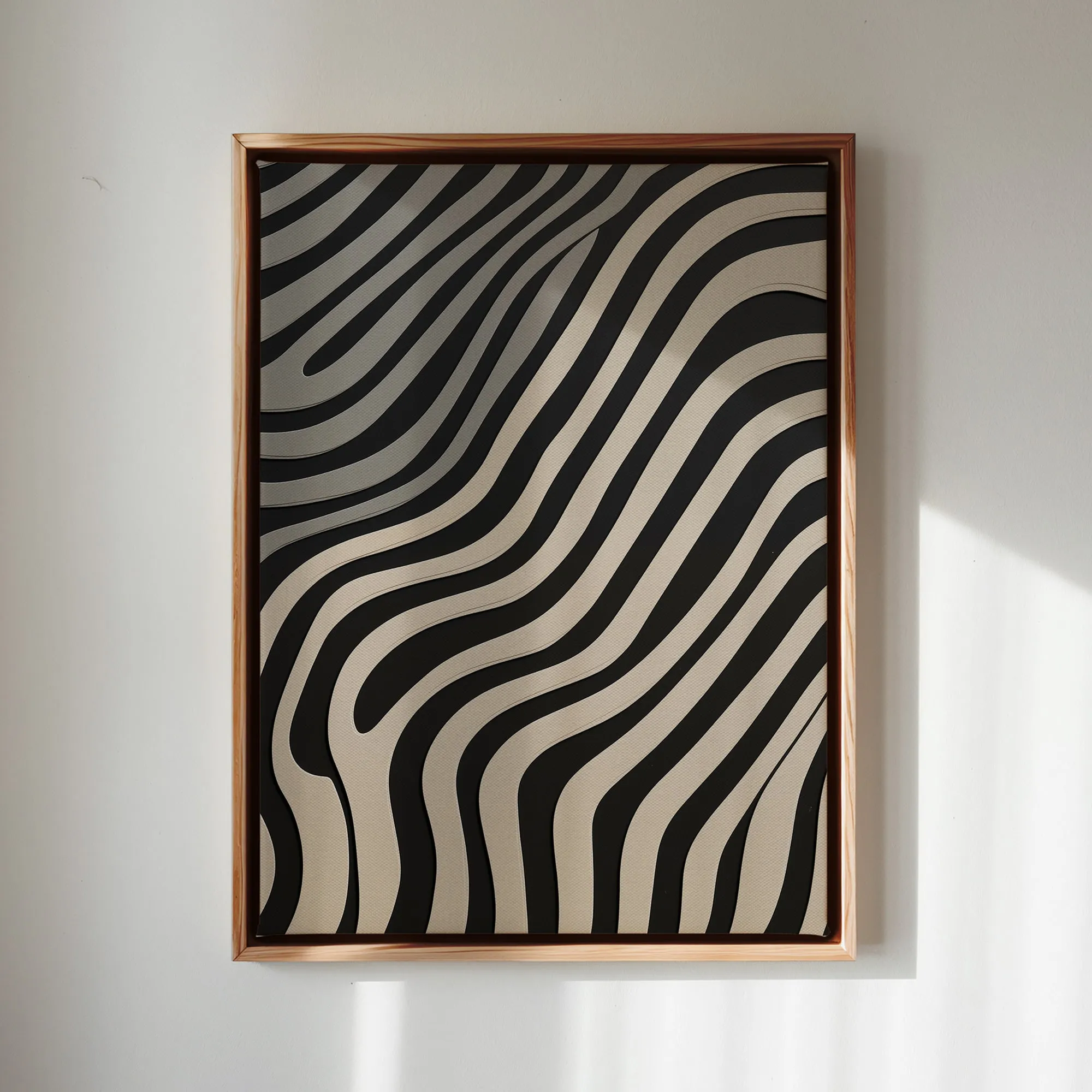 Canvas Wall Art Stretched Over Wooden Frame with Floating Frame and Black Lines Painting CV4121