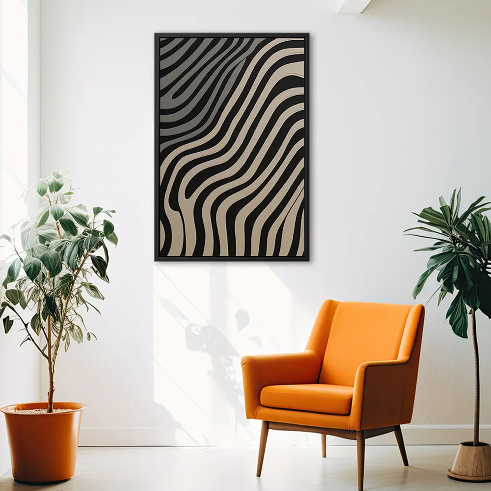 Canvas Wall Art Stretched Over Wooden Frame with Floating Frame and Black Lines Painting CV4121