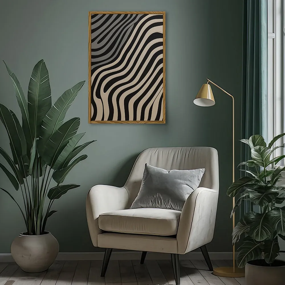 Canvas Wall Art Stretched Over Wooden Frame with Floating Frame and Black Lines Painting CV4121