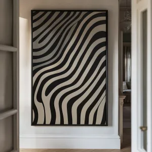Canvas Wall Art Stretched Over Wooden Frame with Floating Frame and Black Lines Painting CV4121