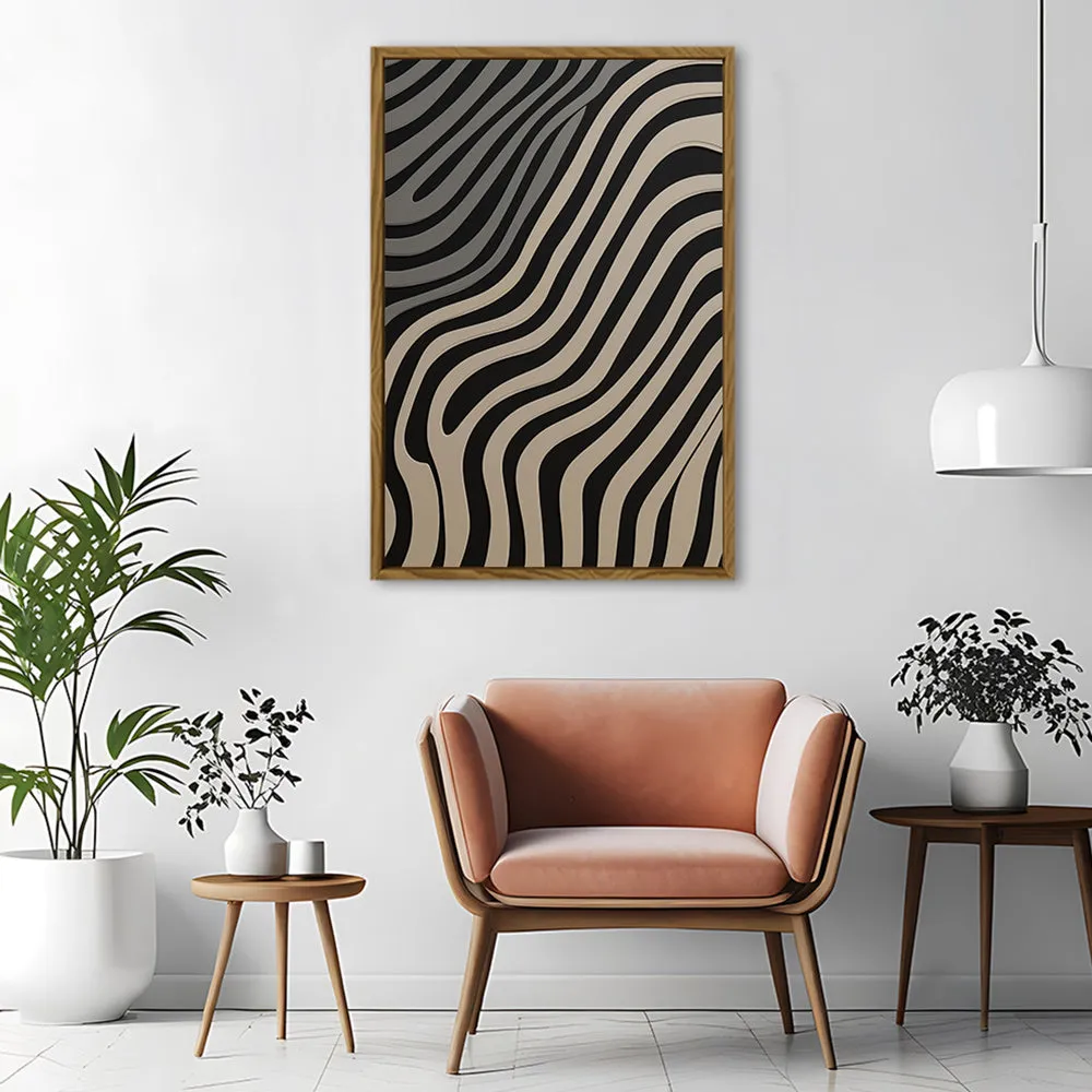 Canvas Wall Art Stretched Over Wooden Frame with Floating Frame and Black Lines Painting CV4121