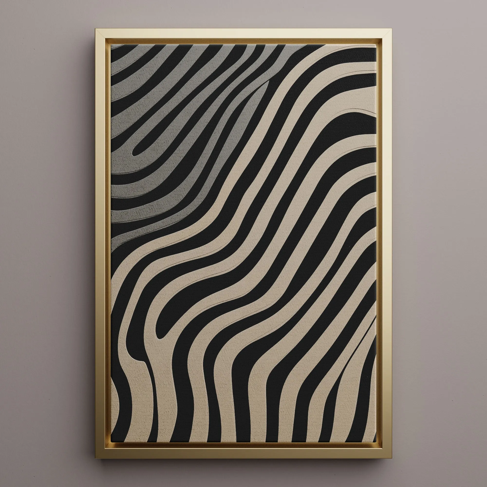 Canvas Wall Art Stretched Over Wooden Frame with Floating Frame and Black Lines Painting CV4121