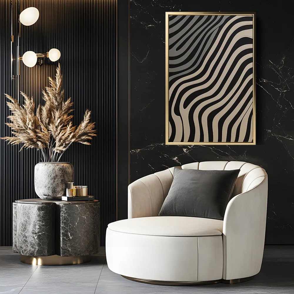 Canvas Wall Art Stretched Over Wooden Frame with Floating Frame and Black Lines Painting CV4121