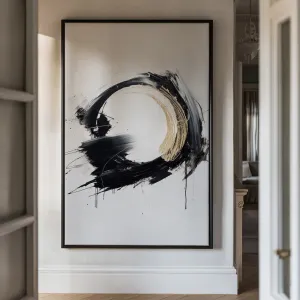 Canvas Wall Art Stretched Over Wooden Frame with Floating Frame and Black Ring Painting CV4122