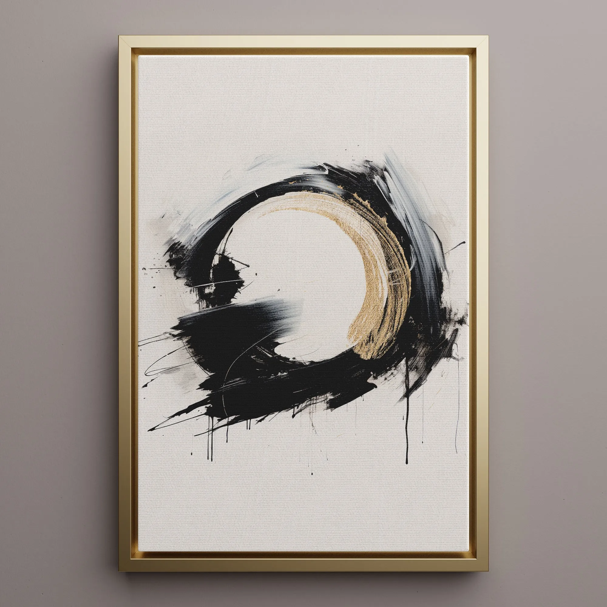 Canvas Wall Art Stretched Over Wooden Frame with Floating Frame and Black Ring Painting CV4122