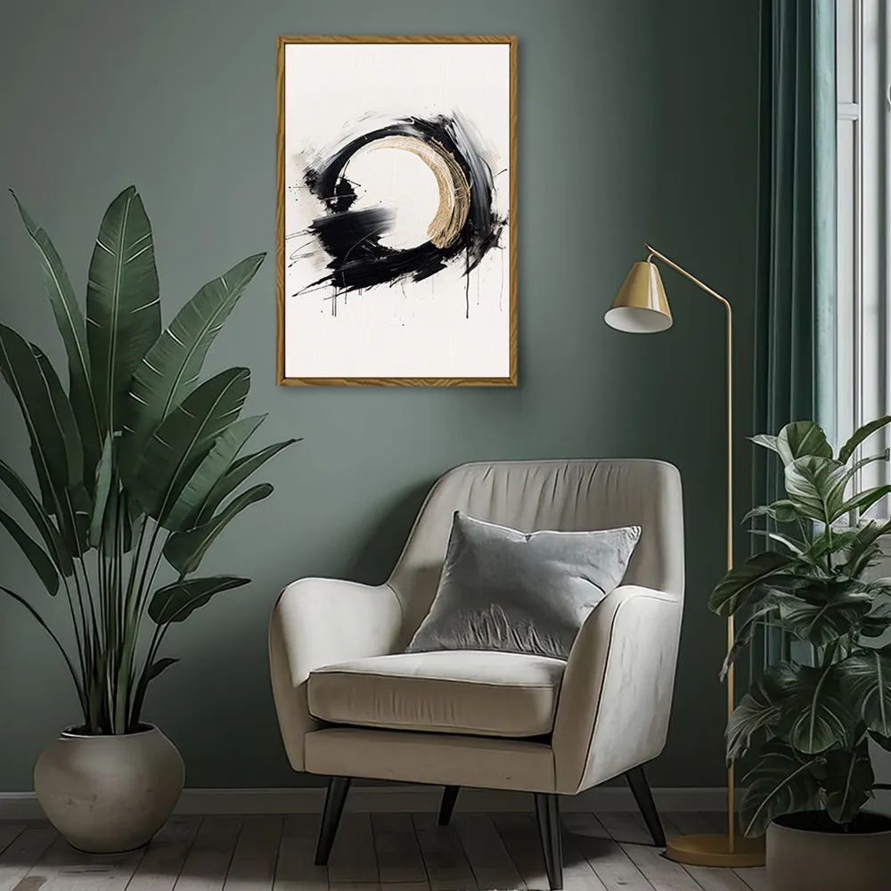 Canvas Wall Art Stretched Over Wooden Frame with Floating Frame and Black Ring Painting CV4122