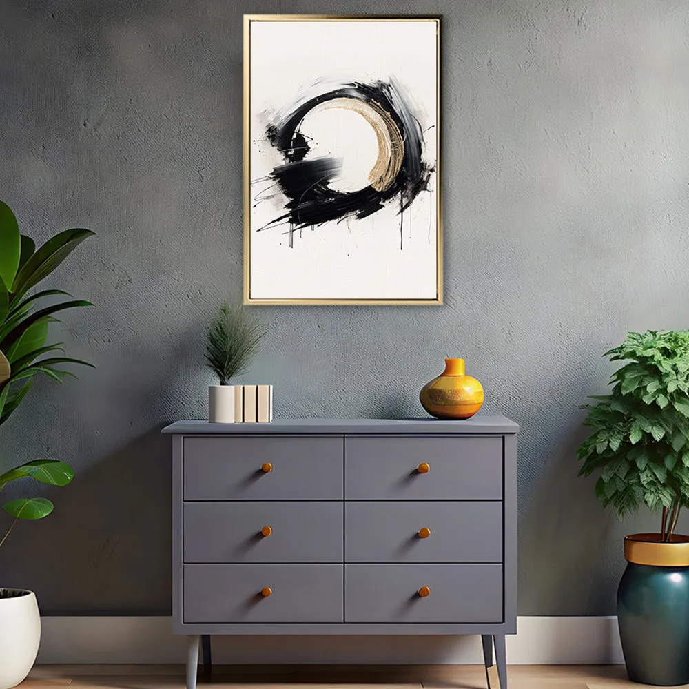 Canvas Wall Art Stretched Over Wooden Frame with Floating Frame and Black Ring Painting CV4122