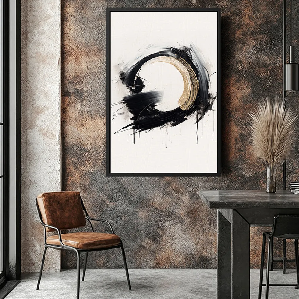 Canvas Wall Art Stretched Over Wooden Frame with Floating Frame and Black Ring Painting CV4122