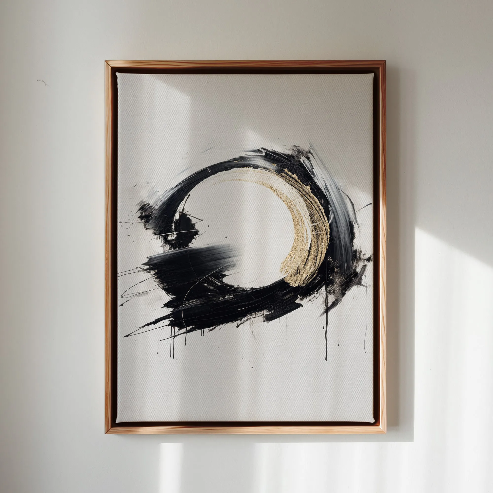 Canvas Wall Art Stretched Over Wooden Frame with Floating Frame and Black Ring Painting CV4122