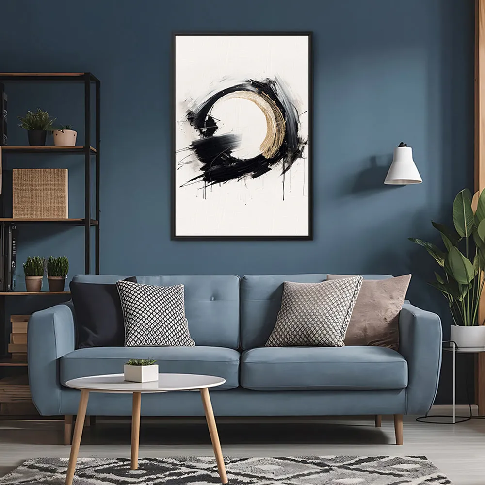 Canvas Wall Art Stretched Over Wooden Frame with Floating Frame and Black Ring Painting CV4122