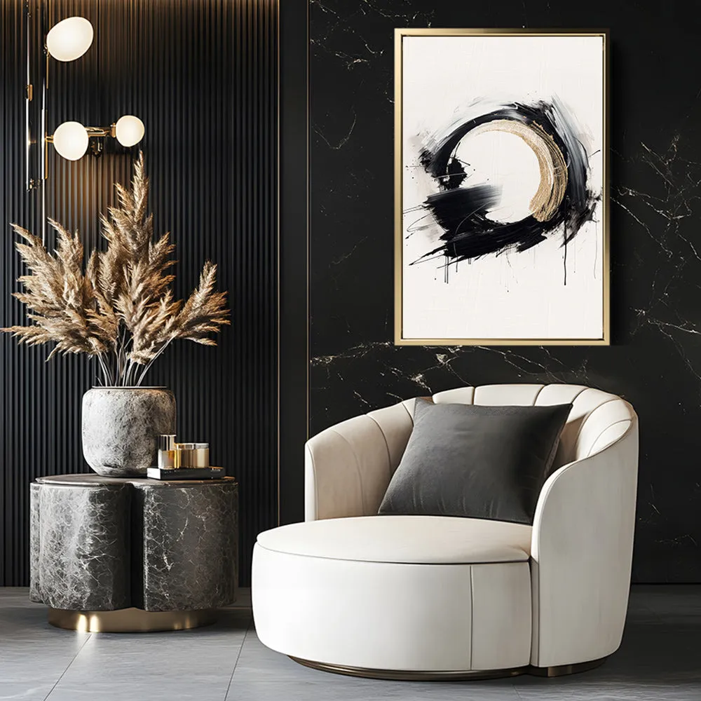Canvas Wall Art Stretched Over Wooden Frame with Floating Frame and Black Ring Painting CV4122