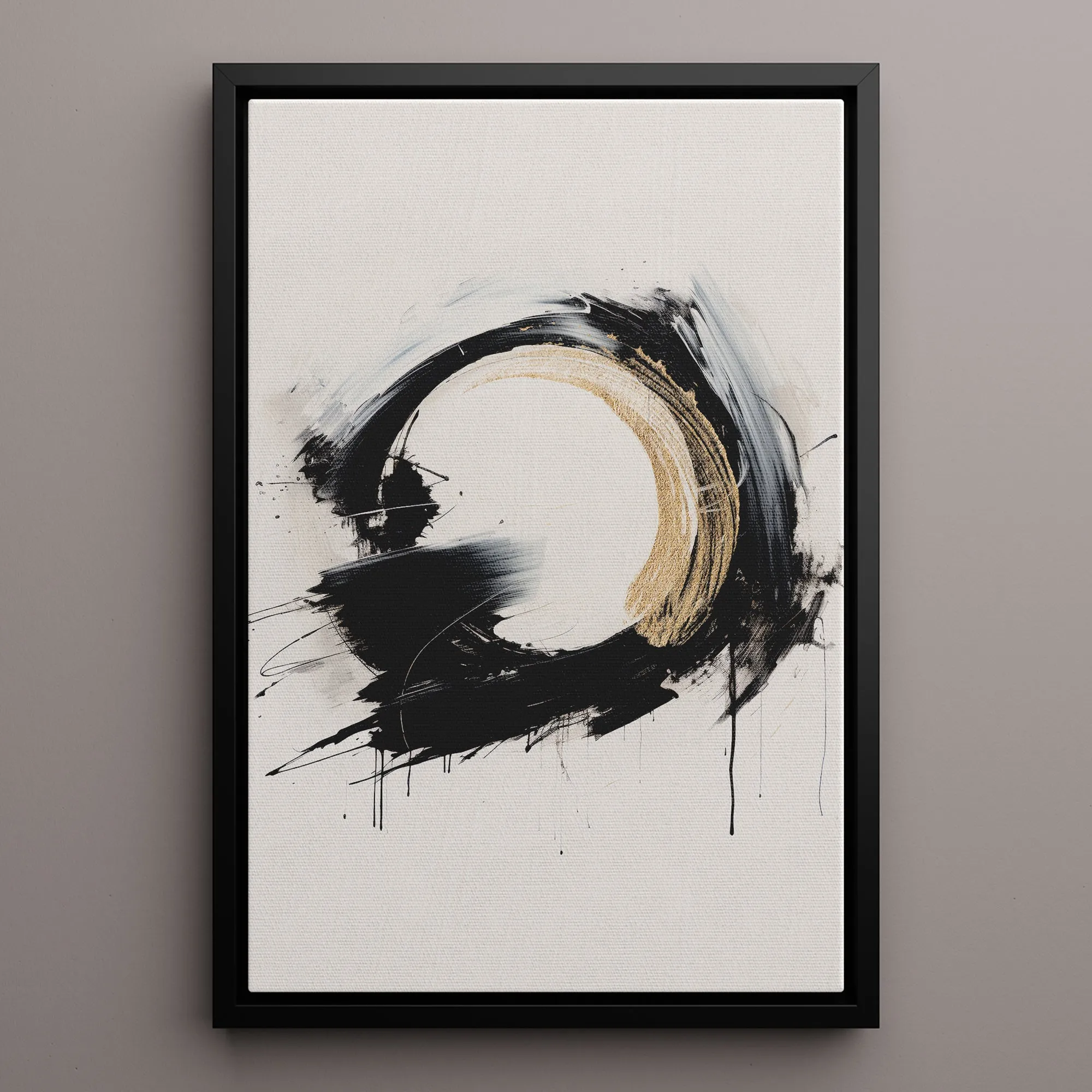 Canvas Wall Art Stretched Over Wooden Frame with Floating Frame and Black Ring Painting CV4122