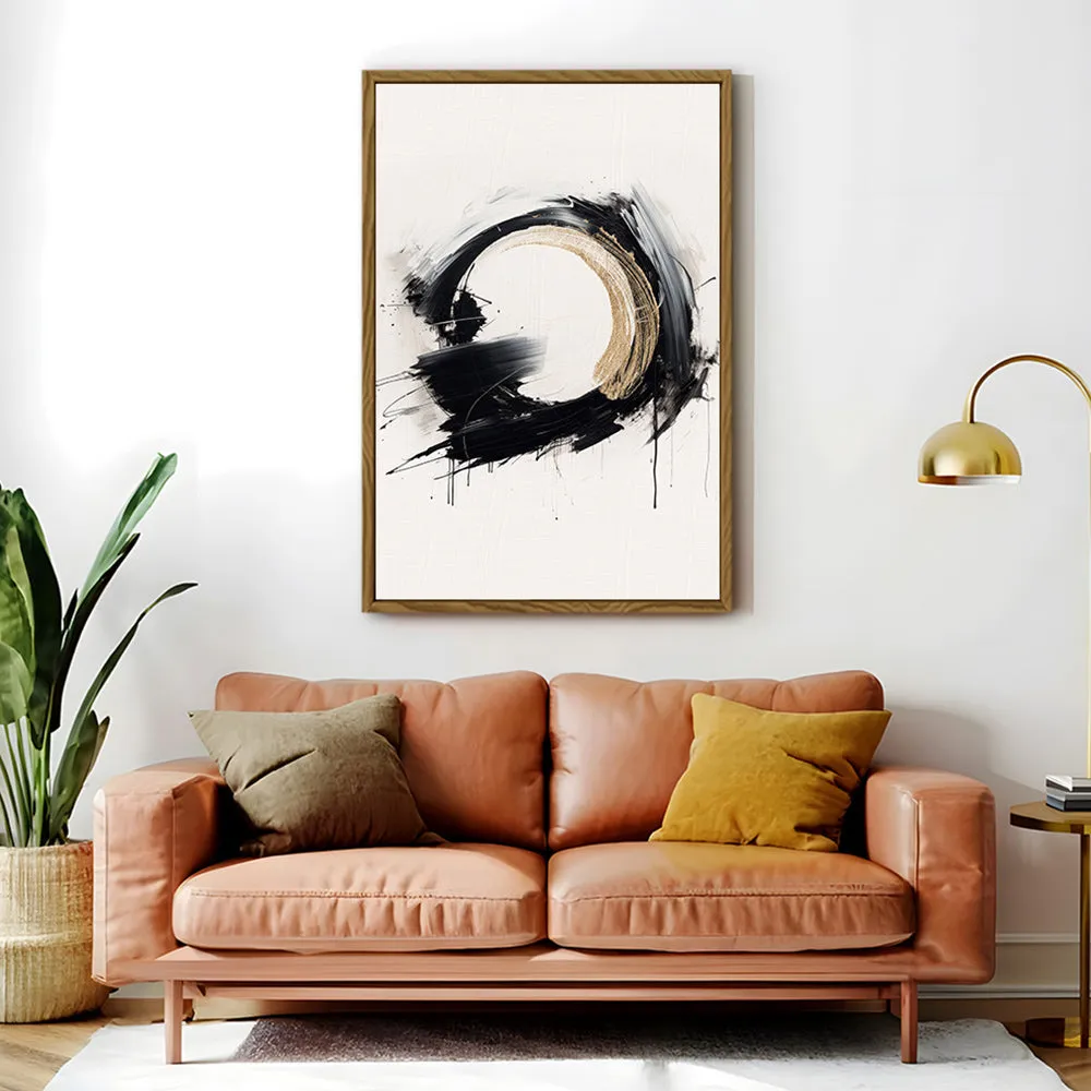Canvas Wall Art Stretched Over Wooden Frame with Floating Frame and Black Ring Painting CV4122