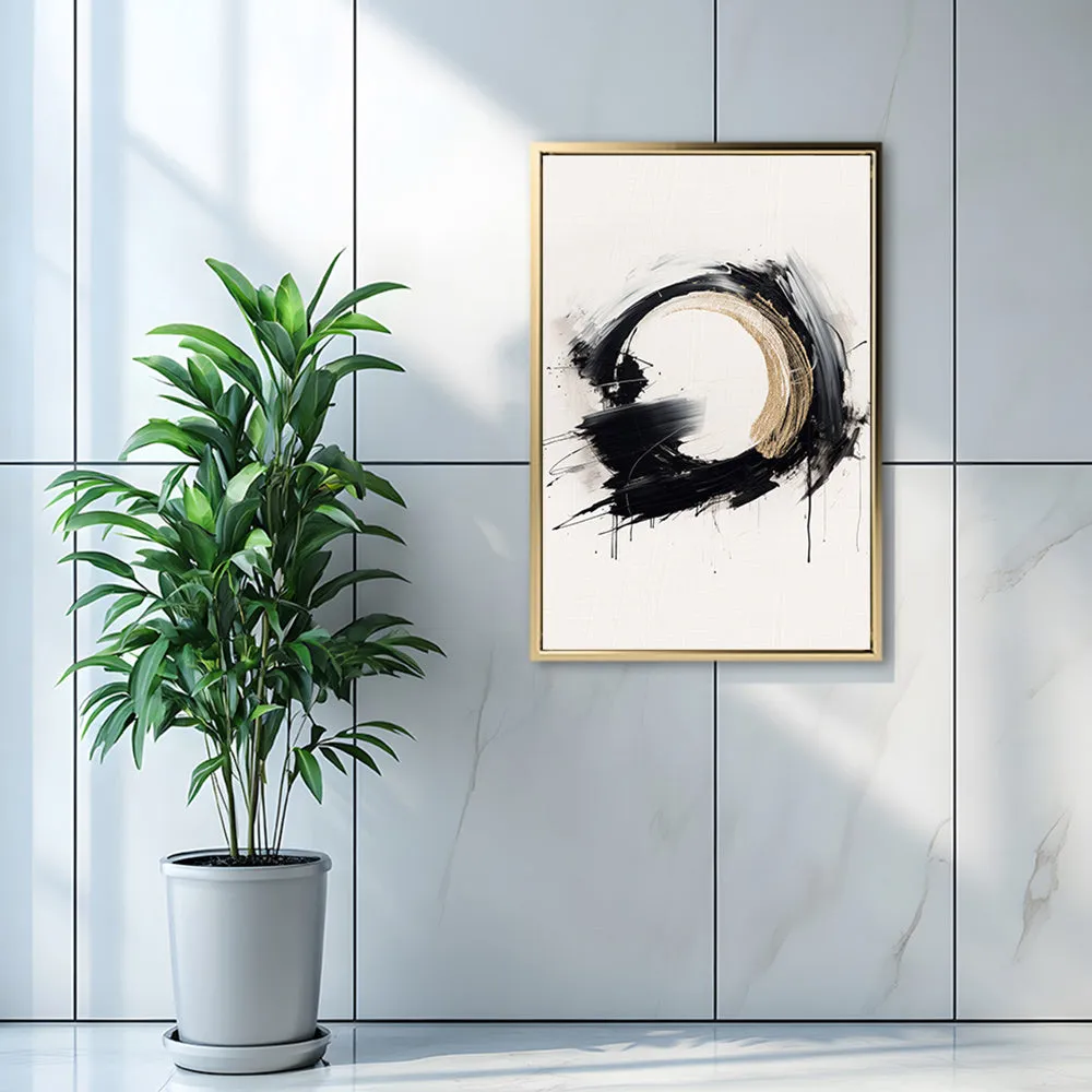 Canvas Wall Art Stretched Over Wooden Frame with Floating Frame and Black Ring Painting CV4122