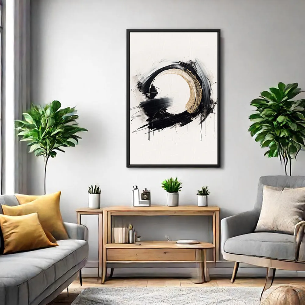 Canvas Wall Art Stretched Over Wooden Frame with Floating Frame and Black Ring Painting CV4122