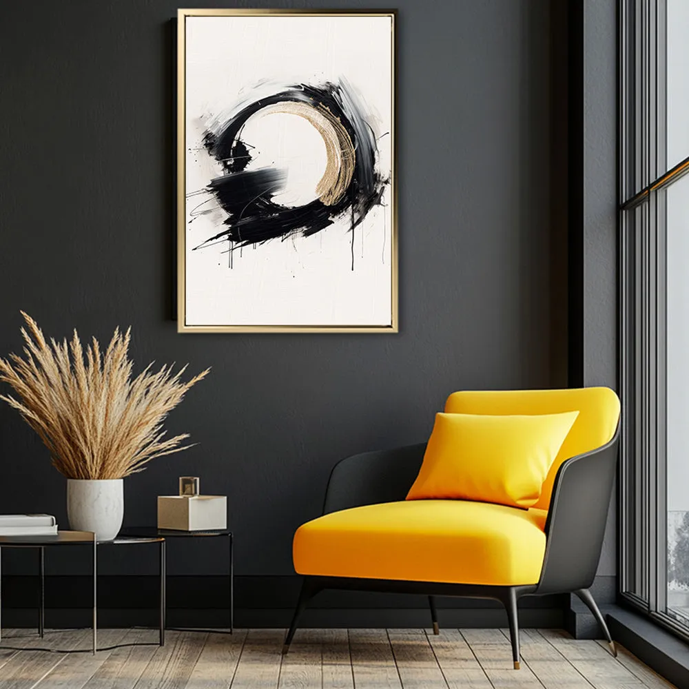 Canvas Wall Art Stretched Over Wooden Frame with Floating Frame and Black Ring Painting CV4122