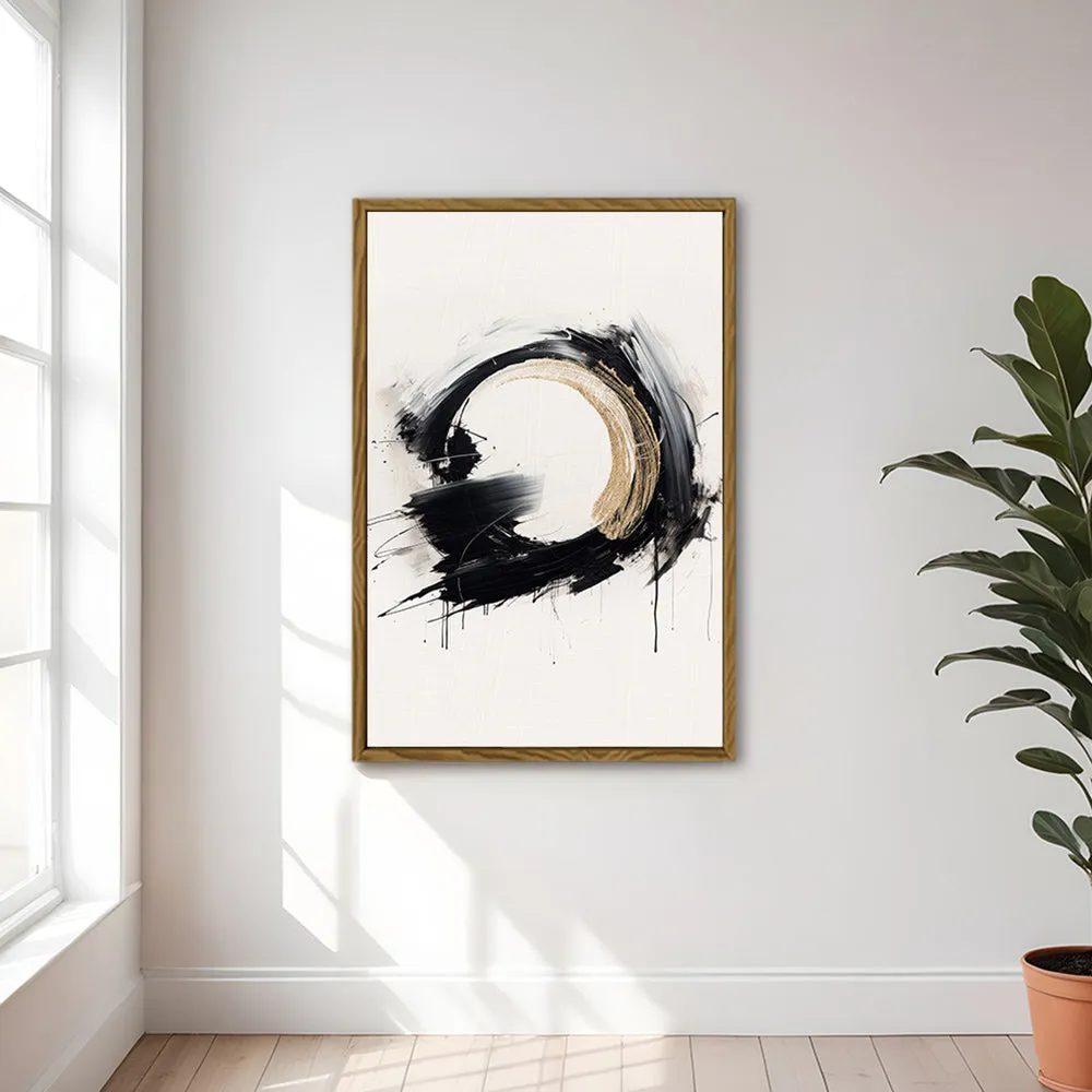 Canvas Wall Art Stretched Over Wooden Frame with Floating Frame and Black Ring Painting CV4122