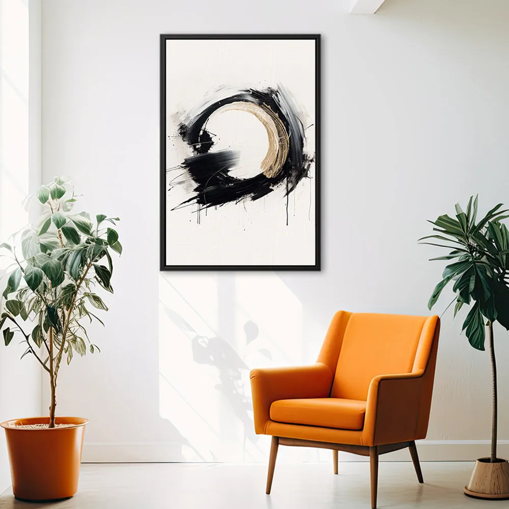 Canvas Wall Art Stretched Over Wooden Frame with Floating Frame and Black Ring Painting CV4122