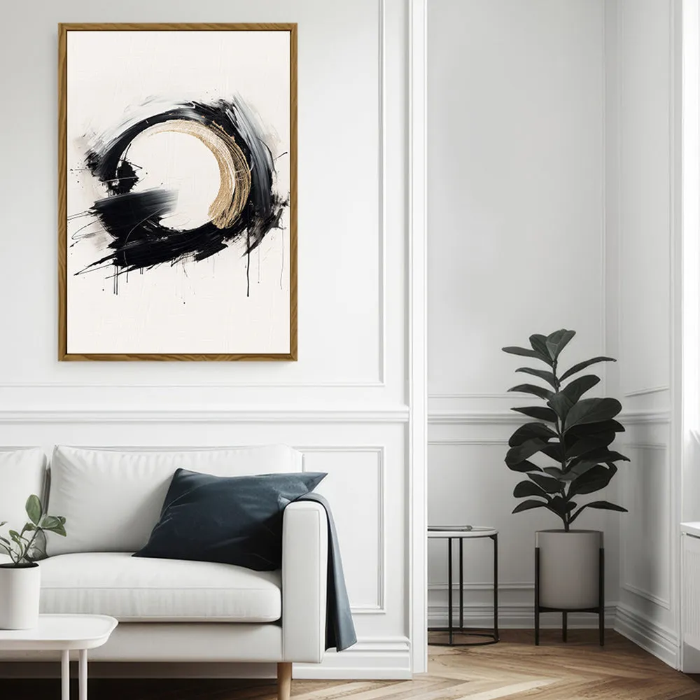 Canvas Wall Art Stretched Over Wooden Frame with Floating Frame and Black Ring Painting CV4122