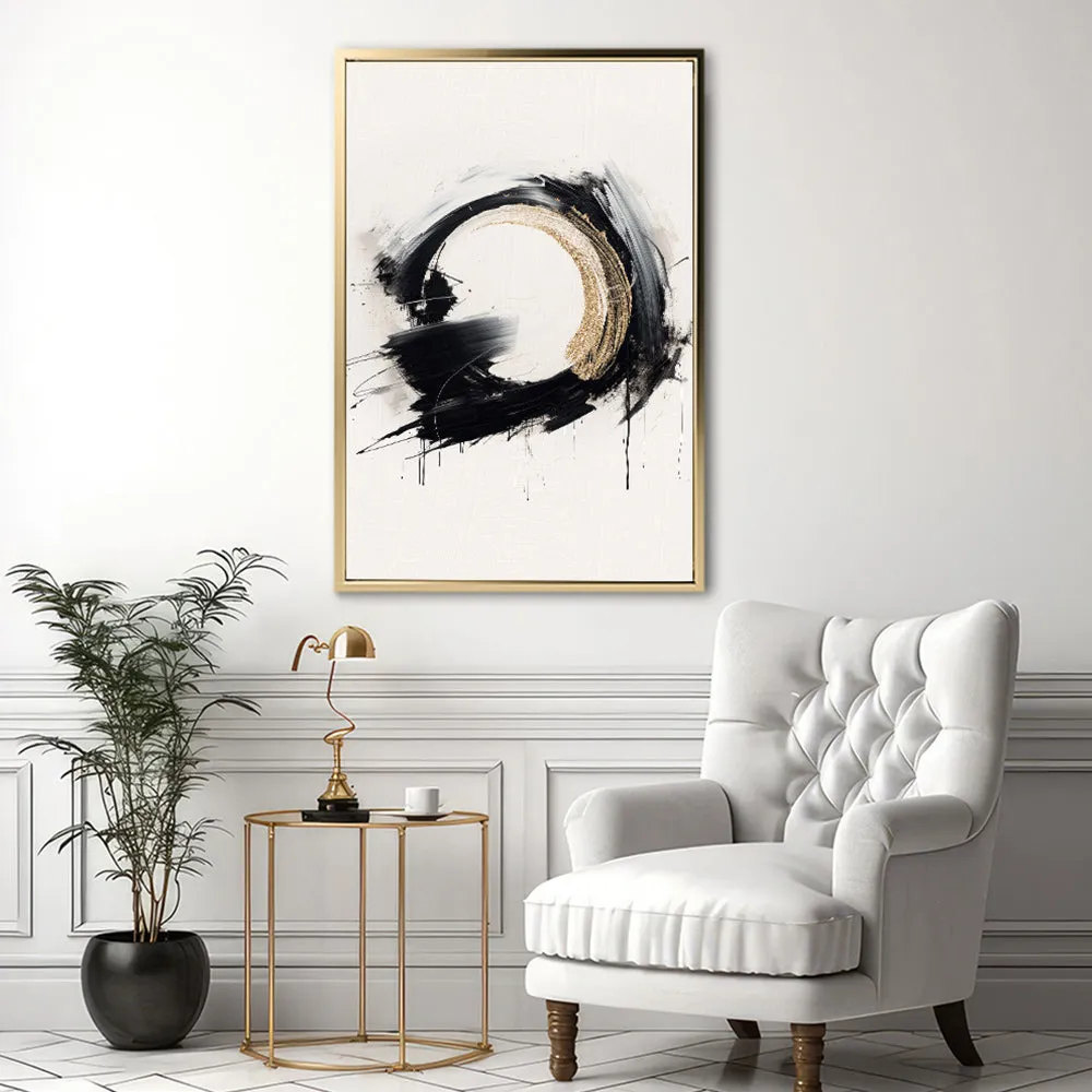 Canvas Wall Art Stretched Over Wooden Frame with Floating Frame and Black Ring Painting CV4122