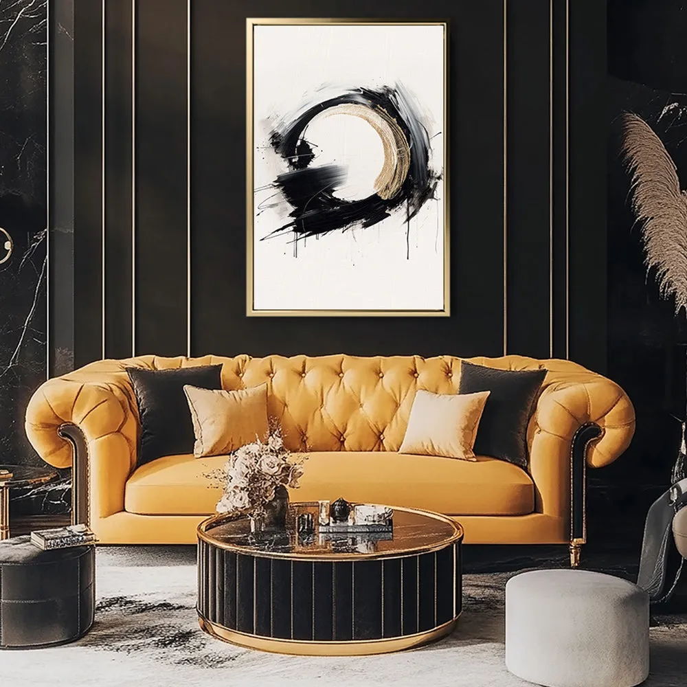 Canvas Wall Art Stretched Over Wooden Frame with Floating Frame and Black Ring Painting CV4122