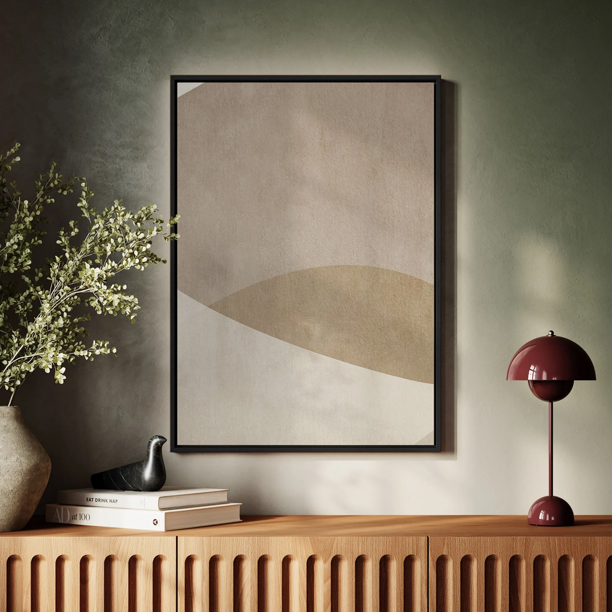 Canvas Wall Art Stretched Over Wooden Frame with Floating Frame and Brown Shades Painting CV4132