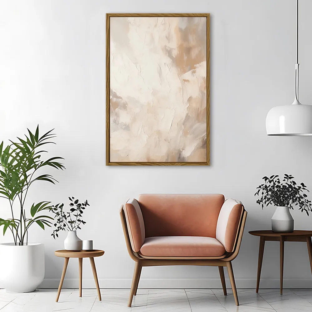 Canvas Wall Art Stretched Over Wooden Frame with Floating Frame and Brown Smoke Painting CV4134