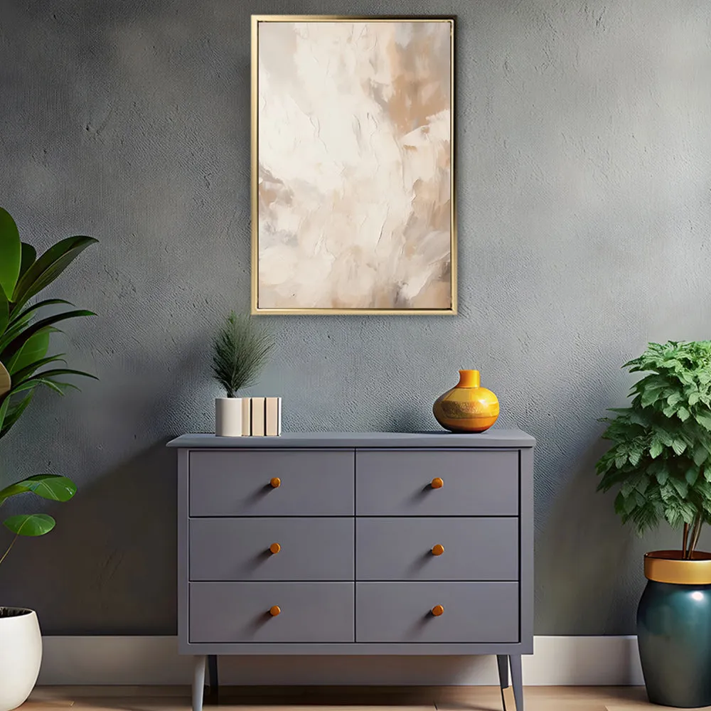Canvas Wall Art Stretched Over Wooden Frame with Floating Frame and Brown Smoke Painting CV4134