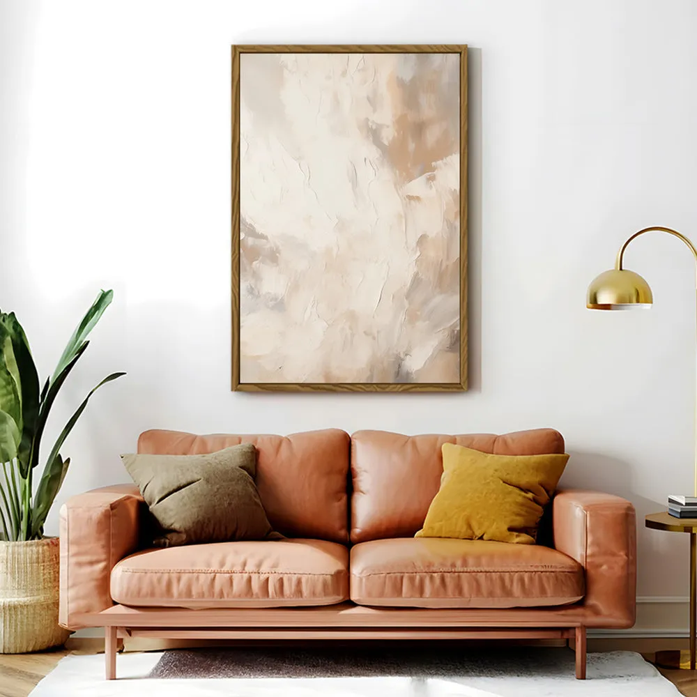 Canvas Wall Art Stretched Over Wooden Frame with Floating Frame and Brown Smoke Painting CV4134