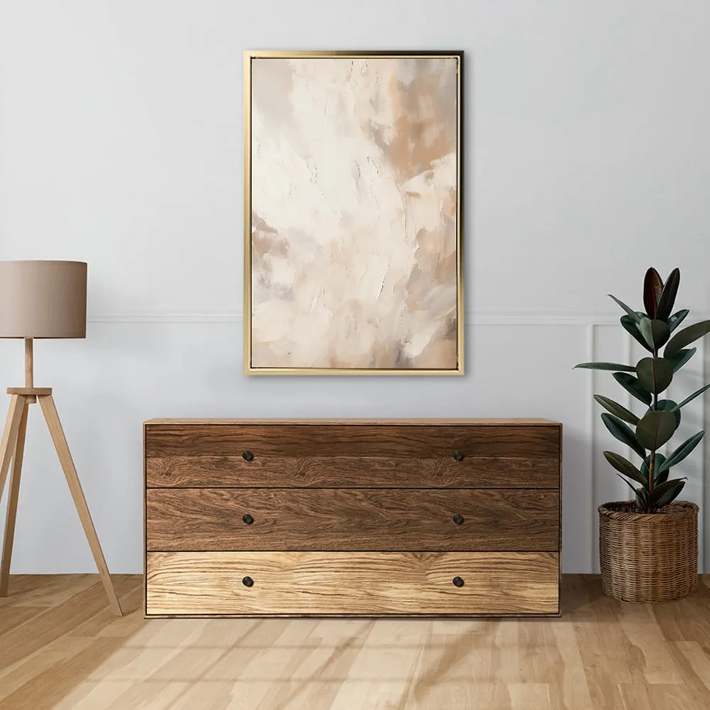 Canvas Wall Art Stretched Over Wooden Frame with Floating Frame and Brown Smoke Painting CV4134