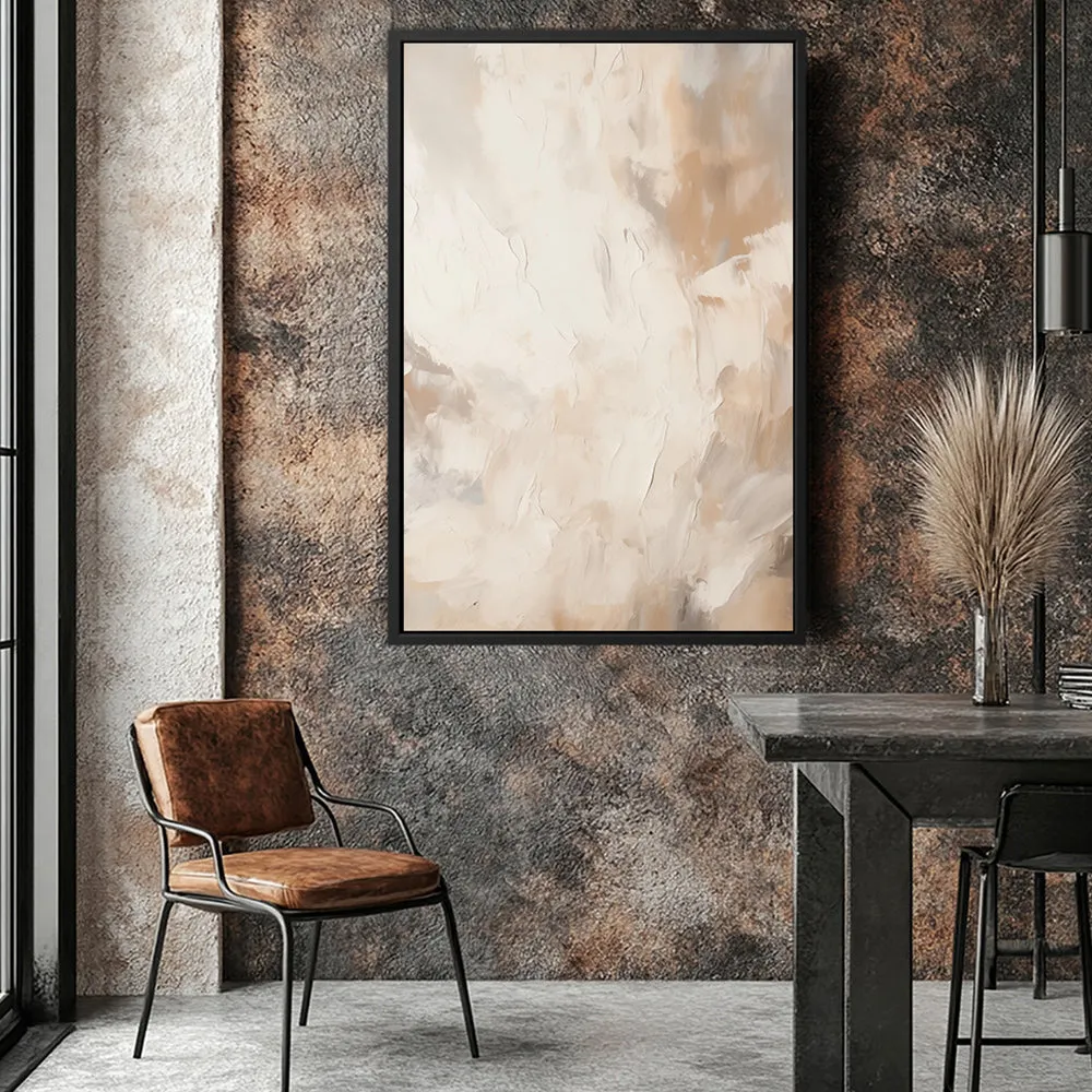 Canvas Wall Art Stretched Over Wooden Frame with Floating Frame and Brown Smoke Painting CV4134