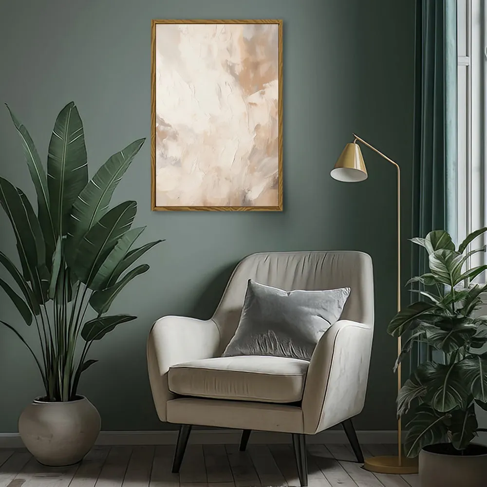 Canvas Wall Art Stretched Over Wooden Frame with Floating Frame and Brown Smoke Painting CV4134