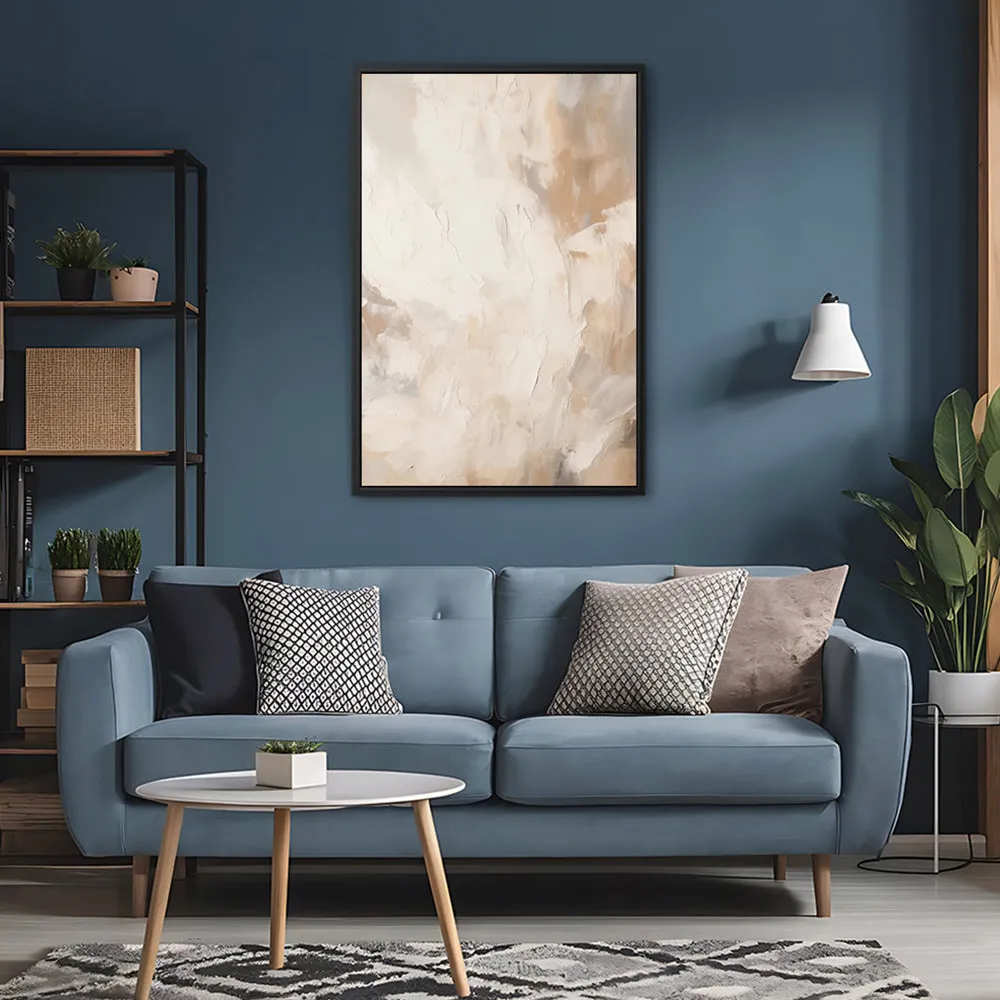 Canvas Wall Art Stretched Over Wooden Frame with Floating Frame and Brown Smoke Painting CV4134