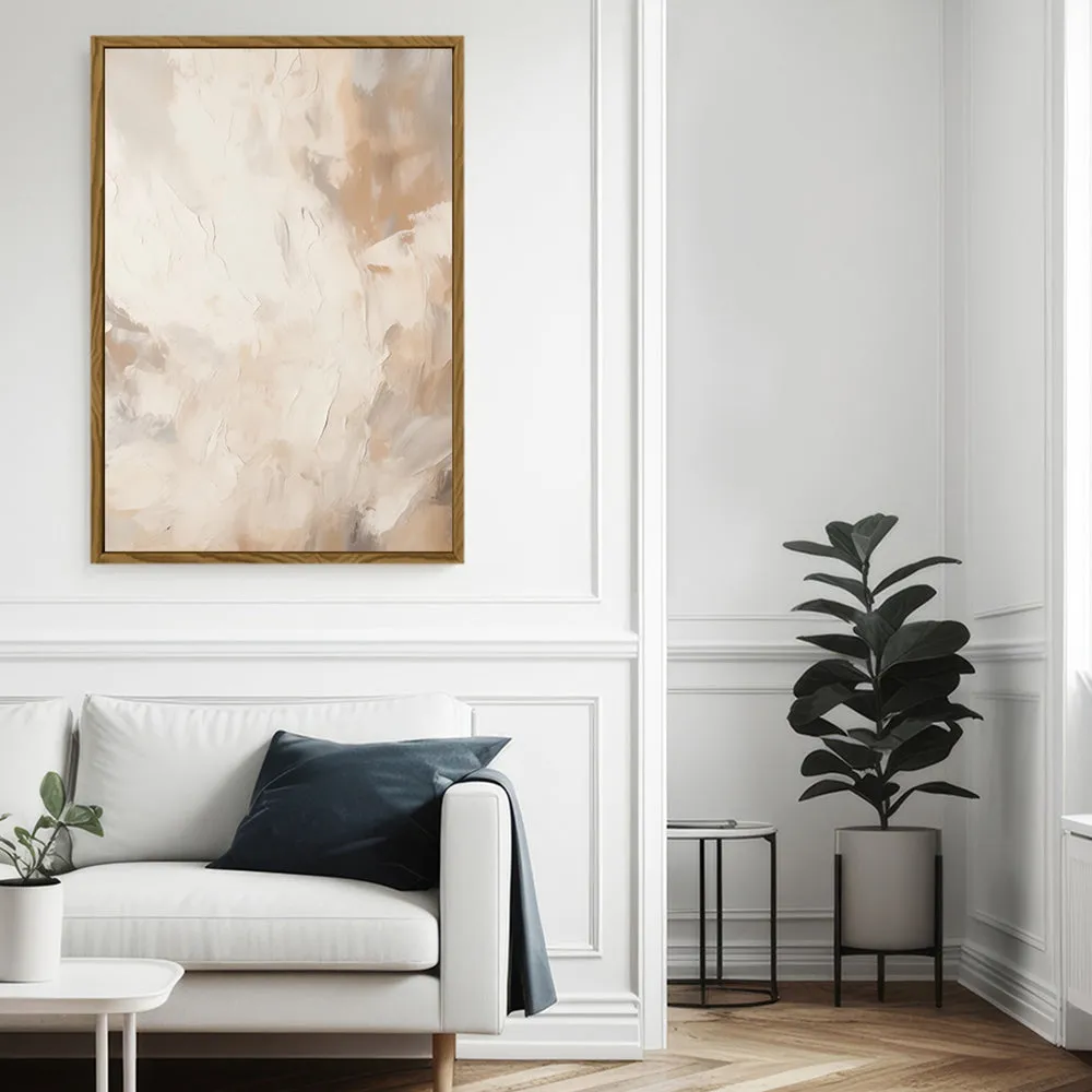 Canvas Wall Art Stretched Over Wooden Frame with Floating Frame and Brown Smoke Painting CV4134