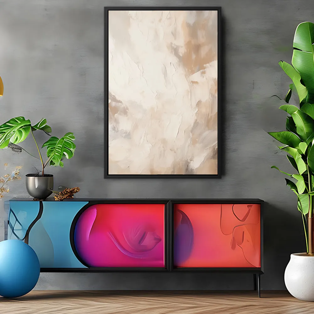 Canvas Wall Art Stretched Over Wooden Frame with Floating Frame and Brown Smoke Painting CV4134