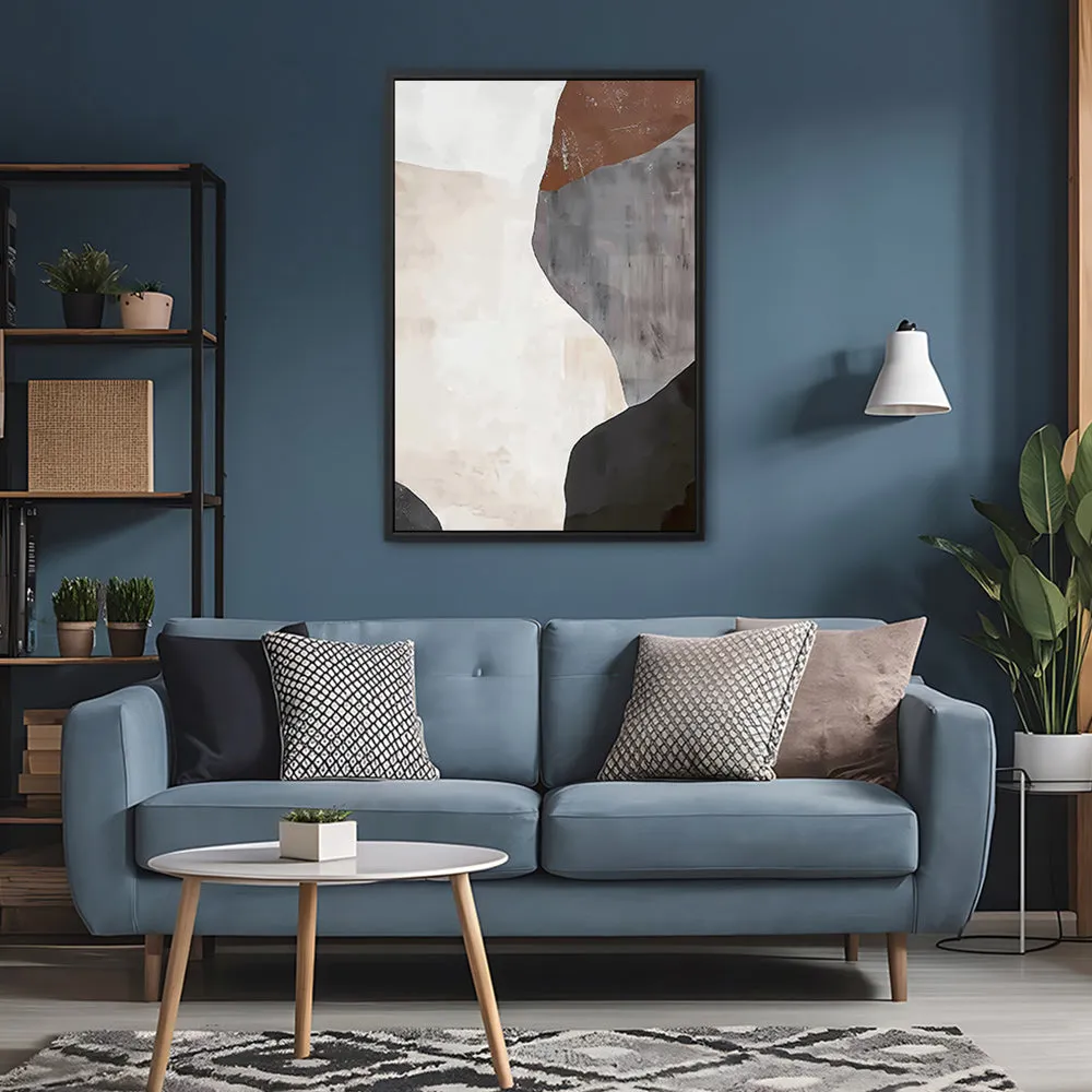 Canvas Wall Art Stretched Over Wooden Frame with Floating Frame and Earth Tones Abstract Painting CV4152