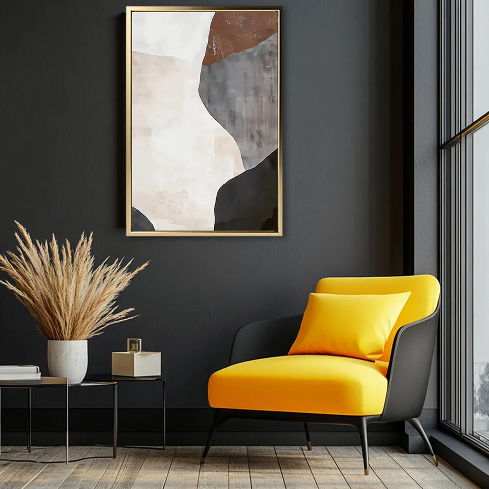 Canvas Wall Art Stretched Over Wooden Frame with Floating Frame and Earth Tones Abstract Painting CV4152