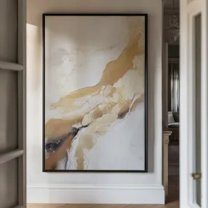 Canvas Wall Art Stretched Over Wooden Frame with Floating Frame and Gold Marble Painting CV4162