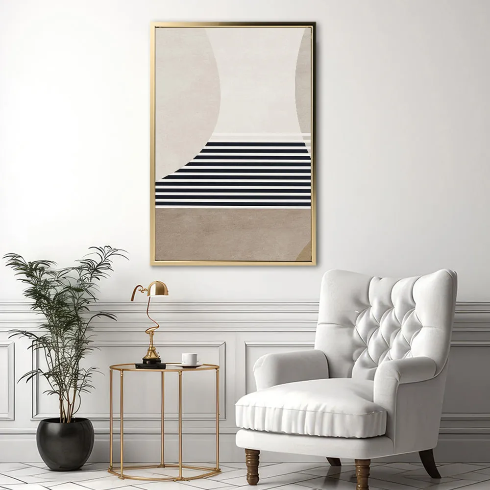 Canvas Wall Art Stretched Over Wooden Frame with Floating Frame and Golden Horse Abstract Painting CV4173