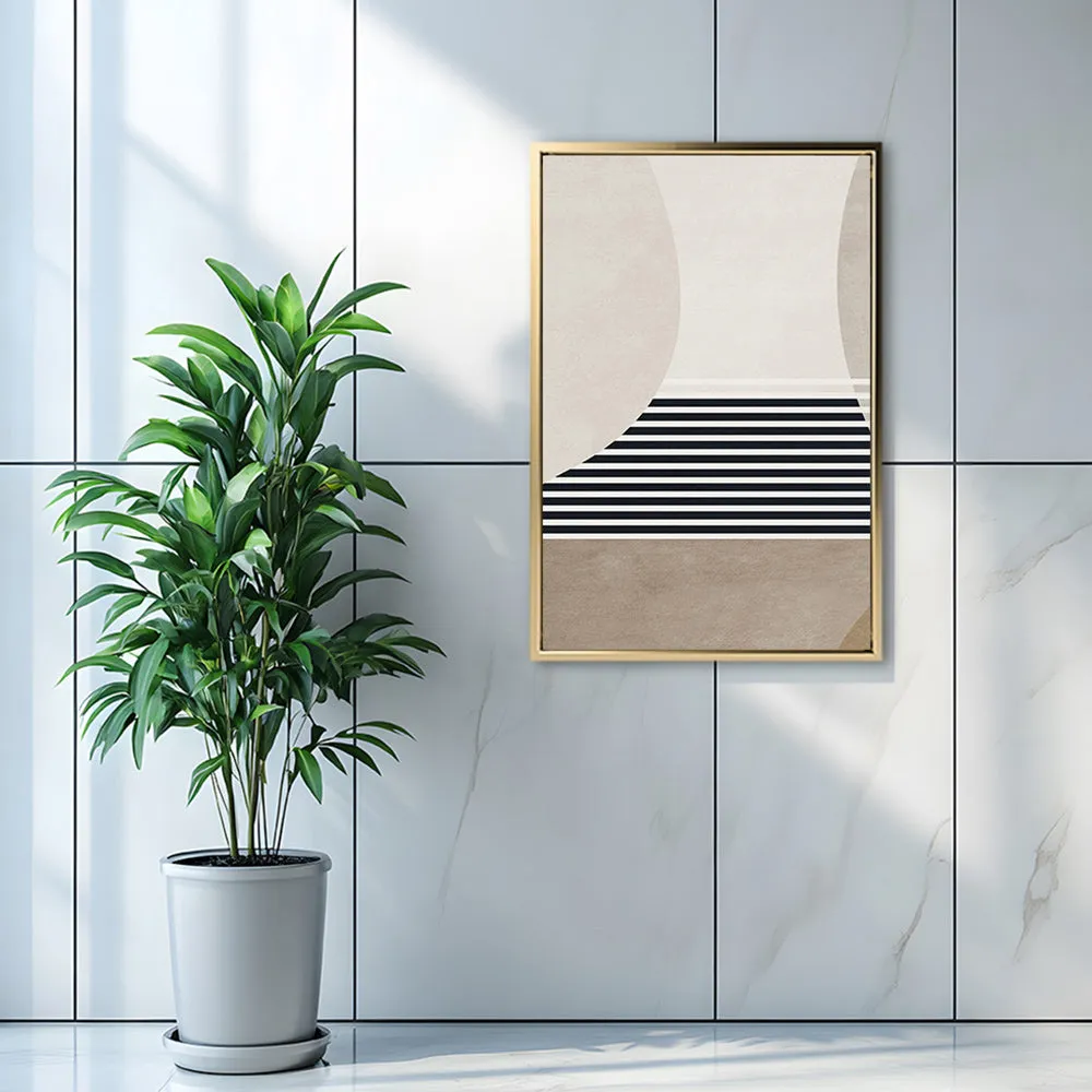 Canvas Wall Art Stretched Over Wooden Frame with Floating Frame and Golden Horse Abstract Painting CV4173